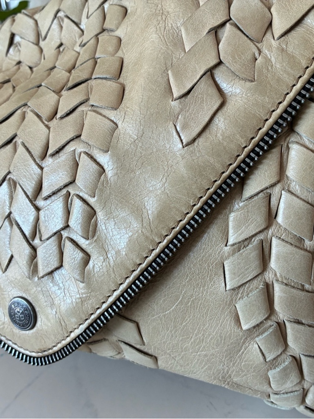 Rebecca Minkoff Woven Leather silver Chain Shoulder Bag in Creamy Tan - Picture 12 of 15